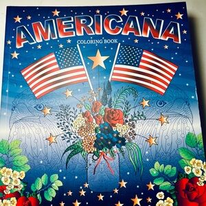 Americana Coloring Book with Patriotic Design Red White Blue USA Flag Eagle